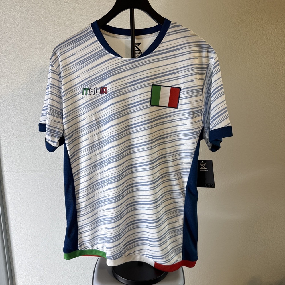 Striker Italy Soccer Jersey White Blue Polyester Fan Shirt Size M New